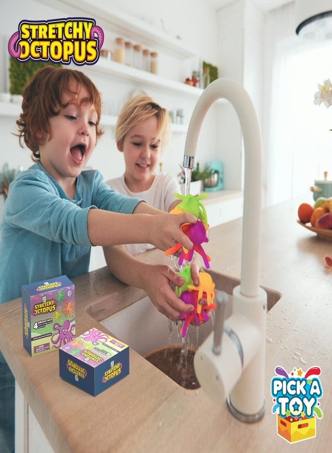 PICK A TOY Sticky Wall Crawling Toys for Kids Washable and Reusable Sticky Climbers 4 Pack Octopus Toys, Soft Flexible Squishy Bright and Colorful Climbers, Birthday Party Favors Halloween Stuffers - Image 4